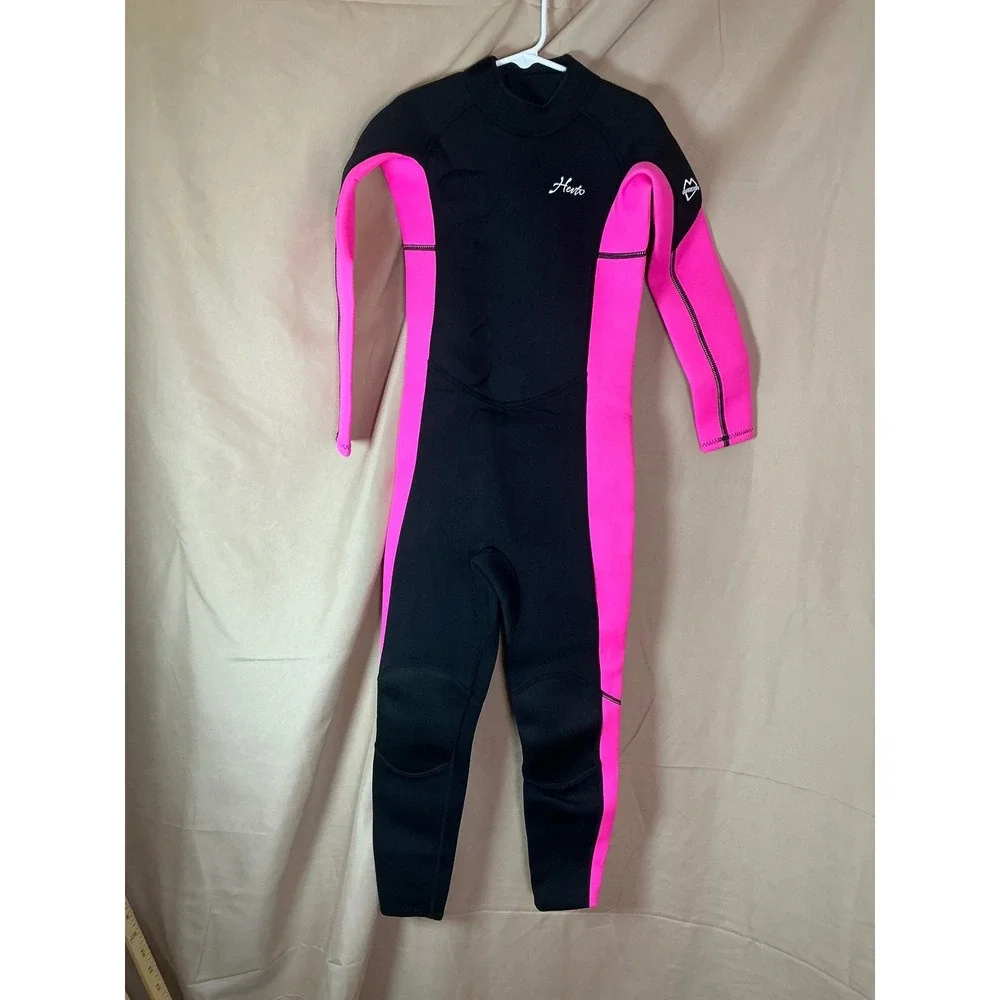 Hevto Wetsuit Girls Size 10 Slim Black Pink NEW Full Body Neoprene Thermal Suit